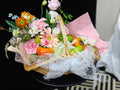 White Assorted Flower Fruit Basket
