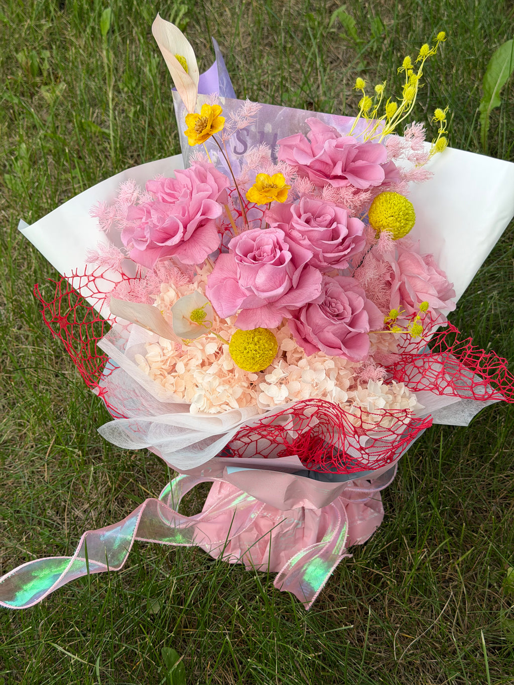 Bouquet of 6 pink roses
