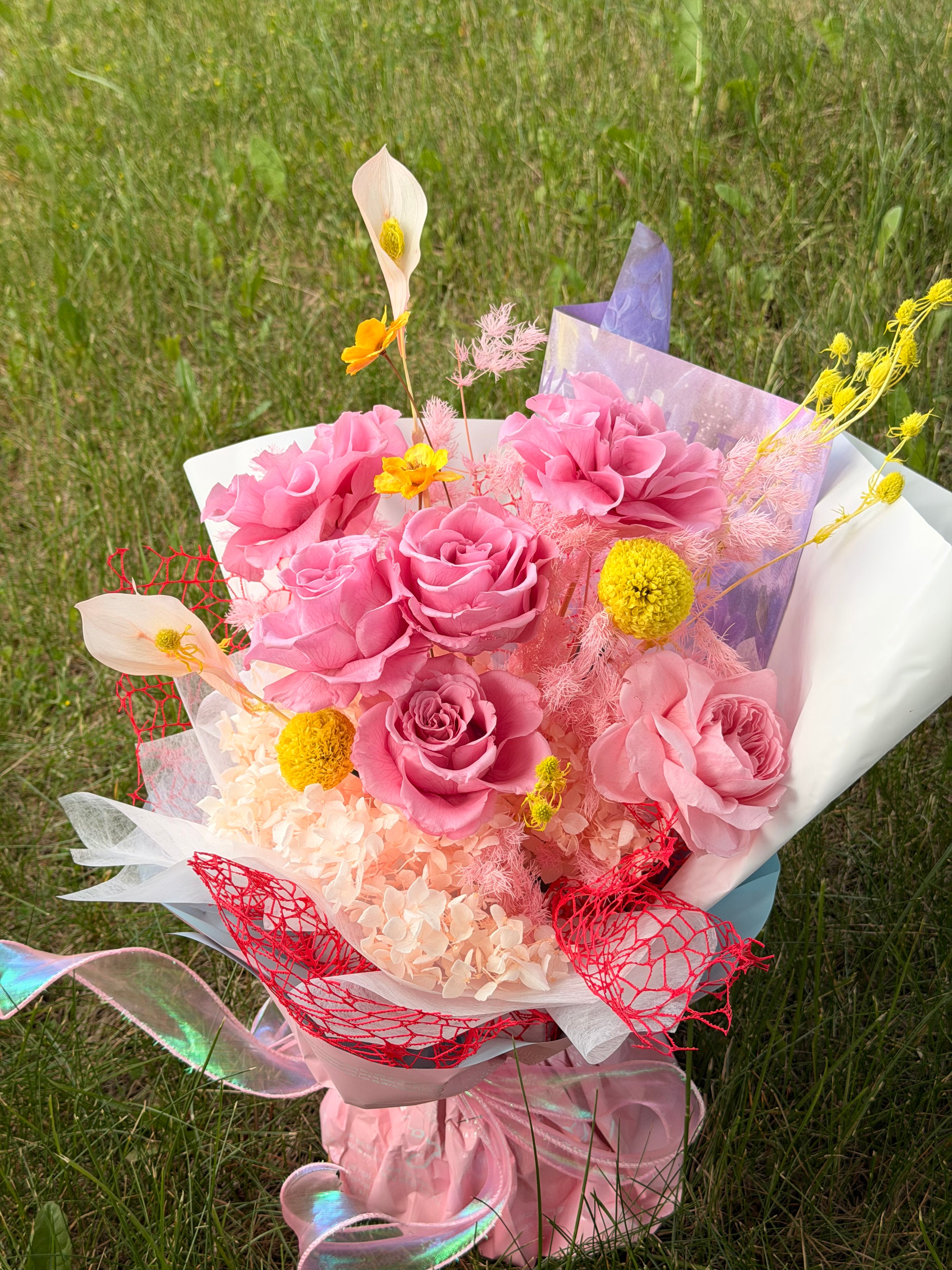 Bouquet of 6 pink roses