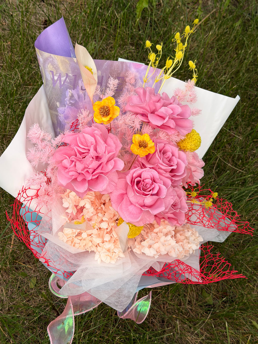 Bouquet of 6 pink roses