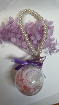 White preserved flower keychain