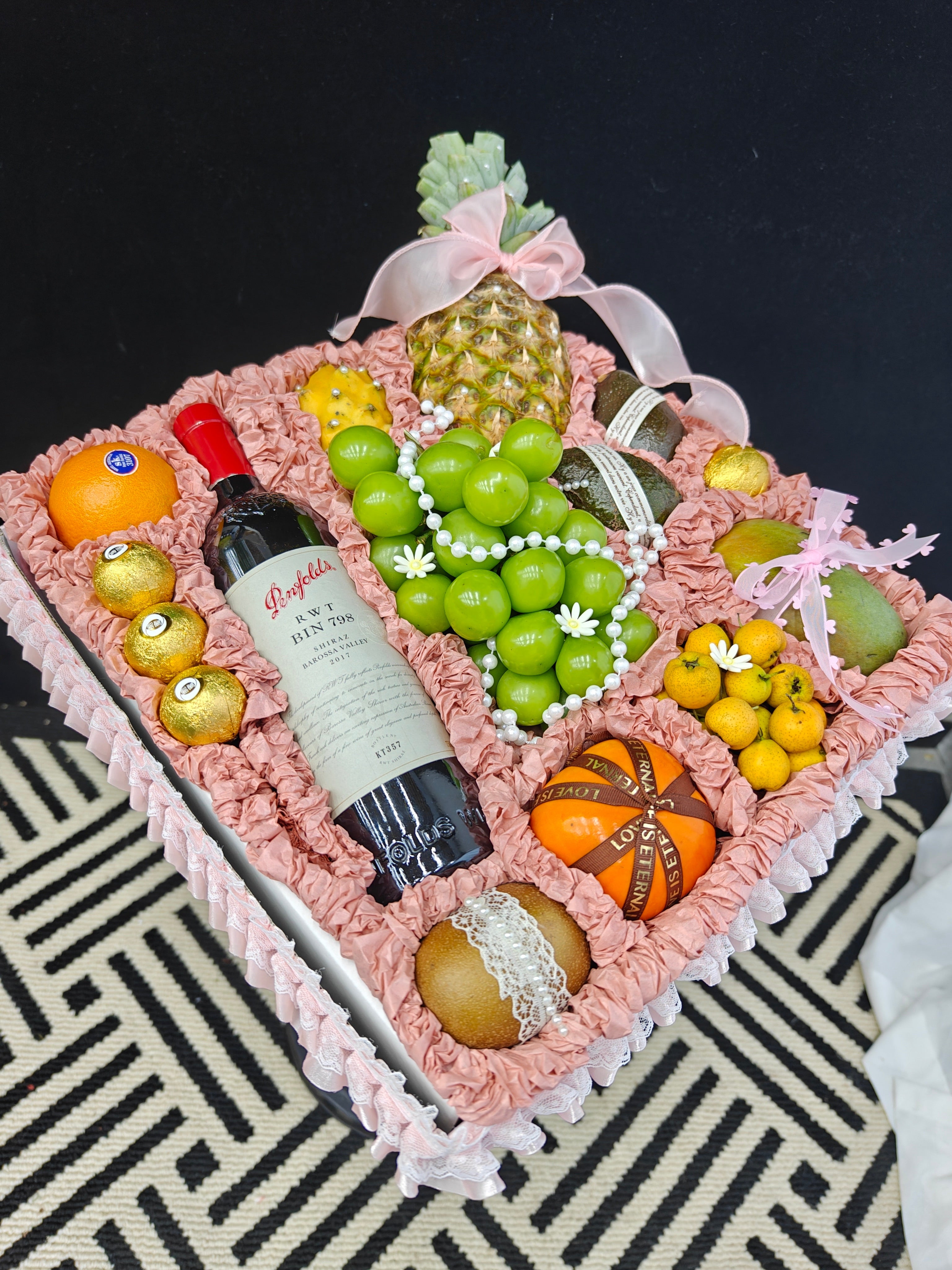 Pink Flower Fruit Basket